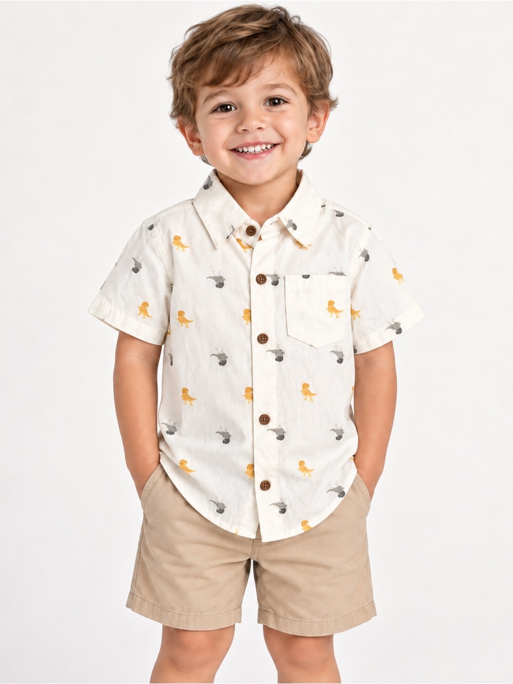 NWT Tommy Bahama Kids Boys 3T T rex Dinosaur Print Button-Down Dress Shirt